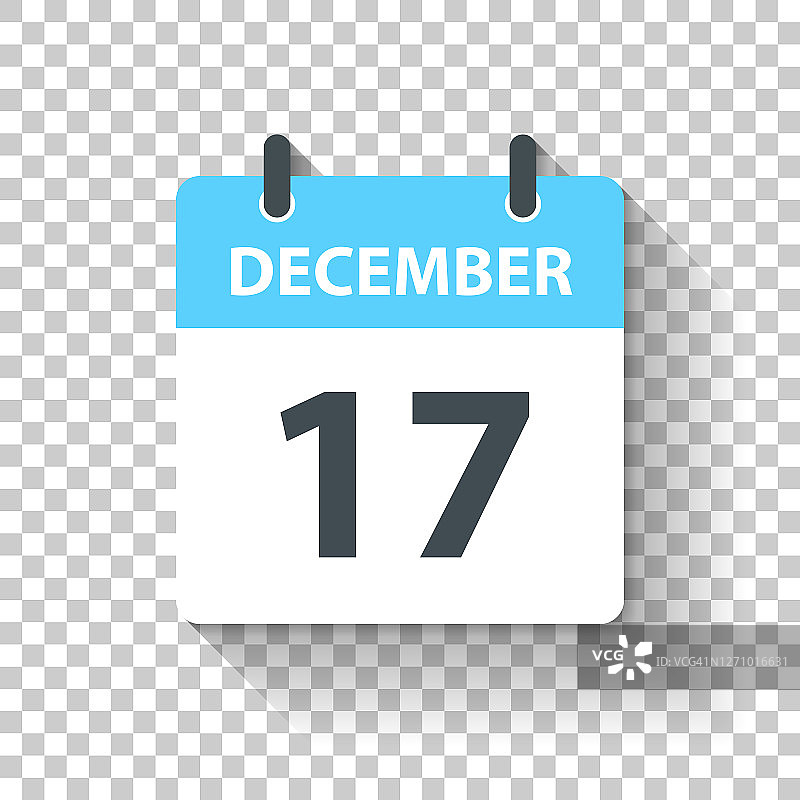 12月17日-每日日历图标在平面设计风格图片素材