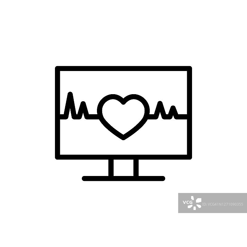 在线Cargiology，电子健康线平面矢量图标图片素材