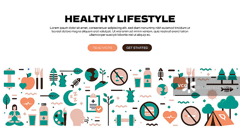 健康生活方式相关的现代平面设计，矢量插图图片素材
