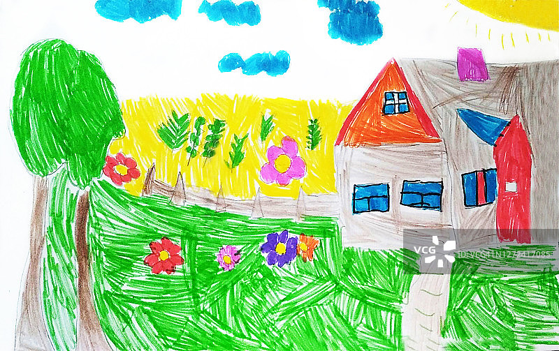孩子画的家庭房子图片素材