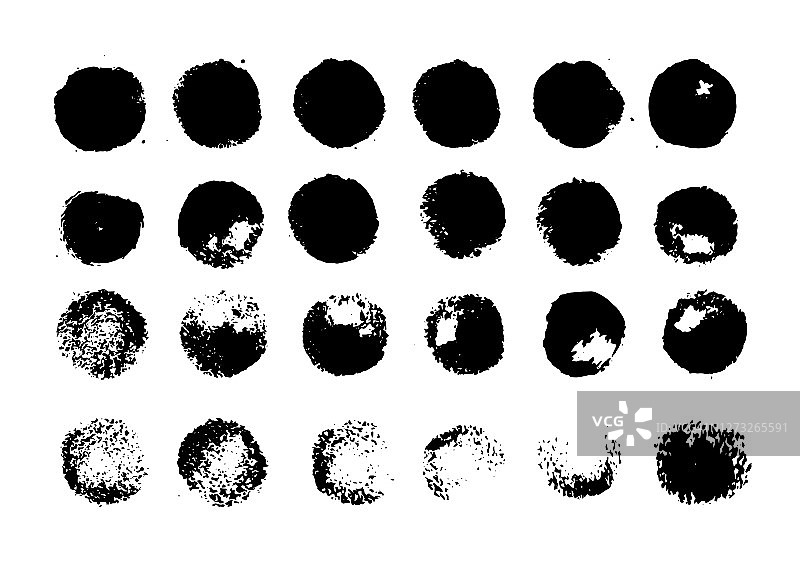 矢量黑白设置与墨水飞溅，斑点和笔触Grunge纹理元素设计背景。图片素材