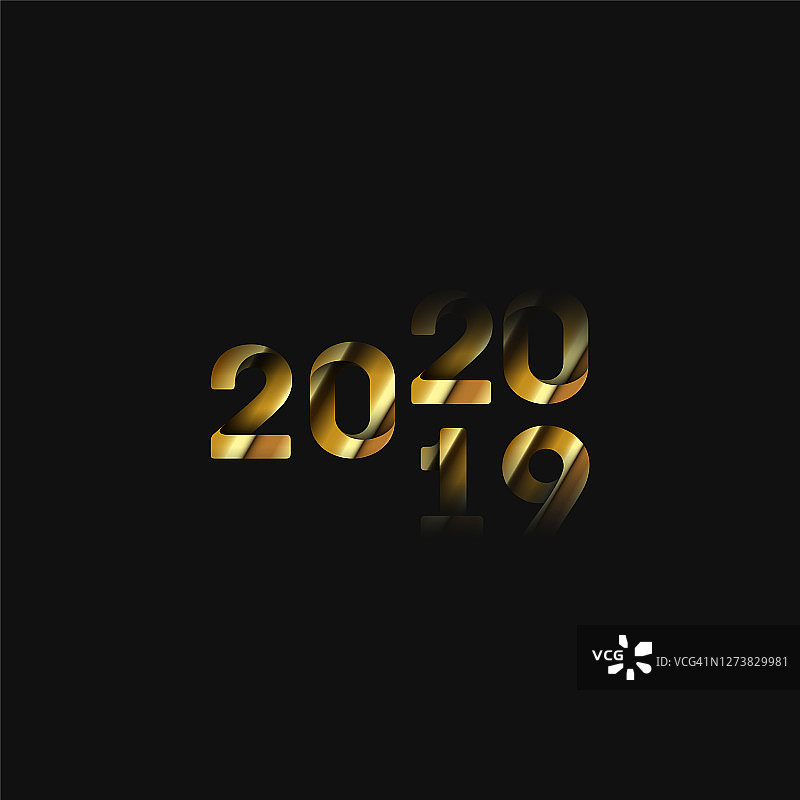 金色和折叠的“2019/20”新年，矢量插图图片素材
