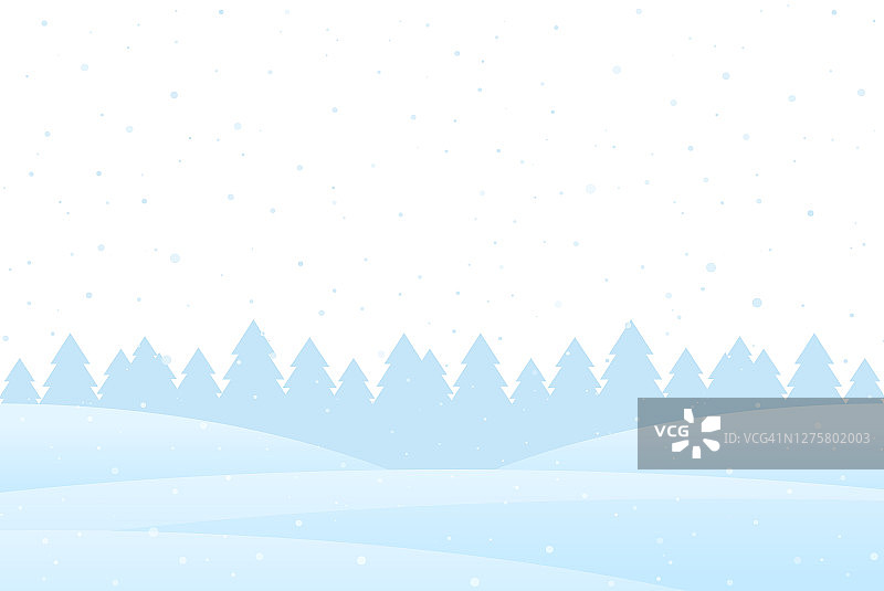 圣诞冬季背景与雪山松林景观。图片素材