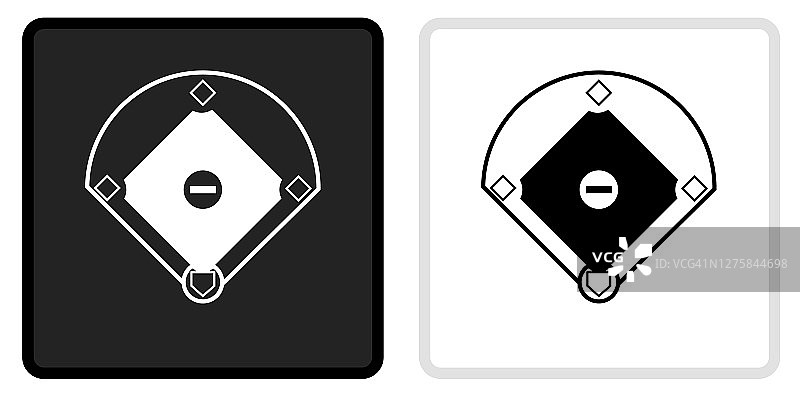 棒球场图标上的黑色按钮与白色翻转图片素材