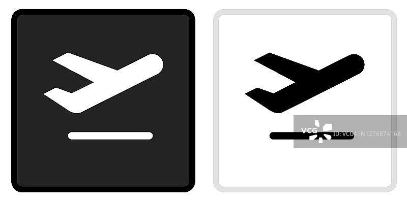 飞机图标上的黑色按钮与白色翻转图片素材