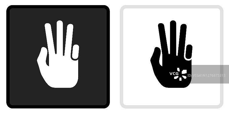 三指手图标上的黑色按钮与白色翻转图片素材
