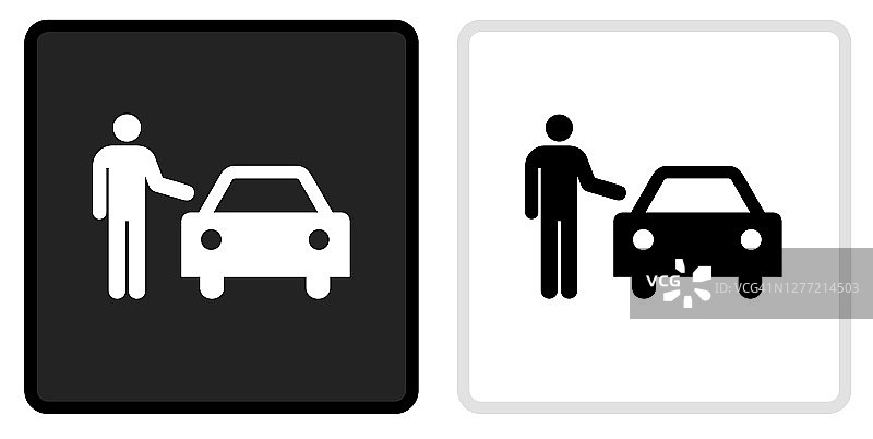 代客泊车服务图标上的黑色按钮与白色翻转图片素材