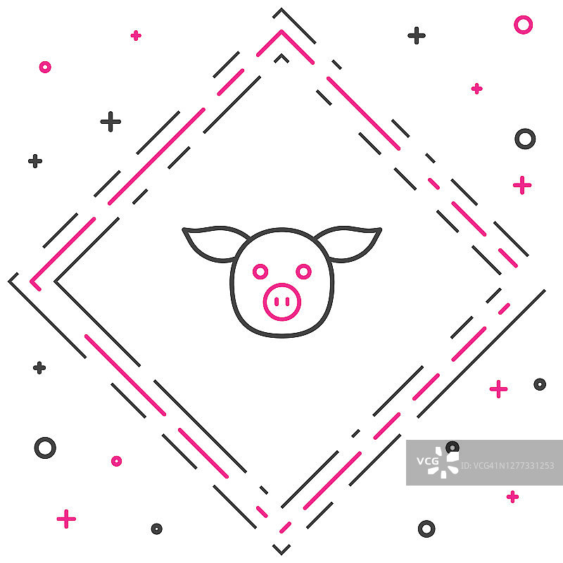 线猪图标孤立在白色背景。动物的象征。色彩斑斓的轮廓的概念。向量图片素材