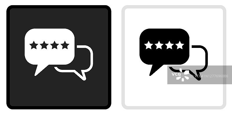 评级和评论图标上的黑色按钮与白色滚动图片素材