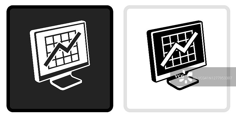 电脑进度表上的黑色按钮图标与白色滚动图片素材