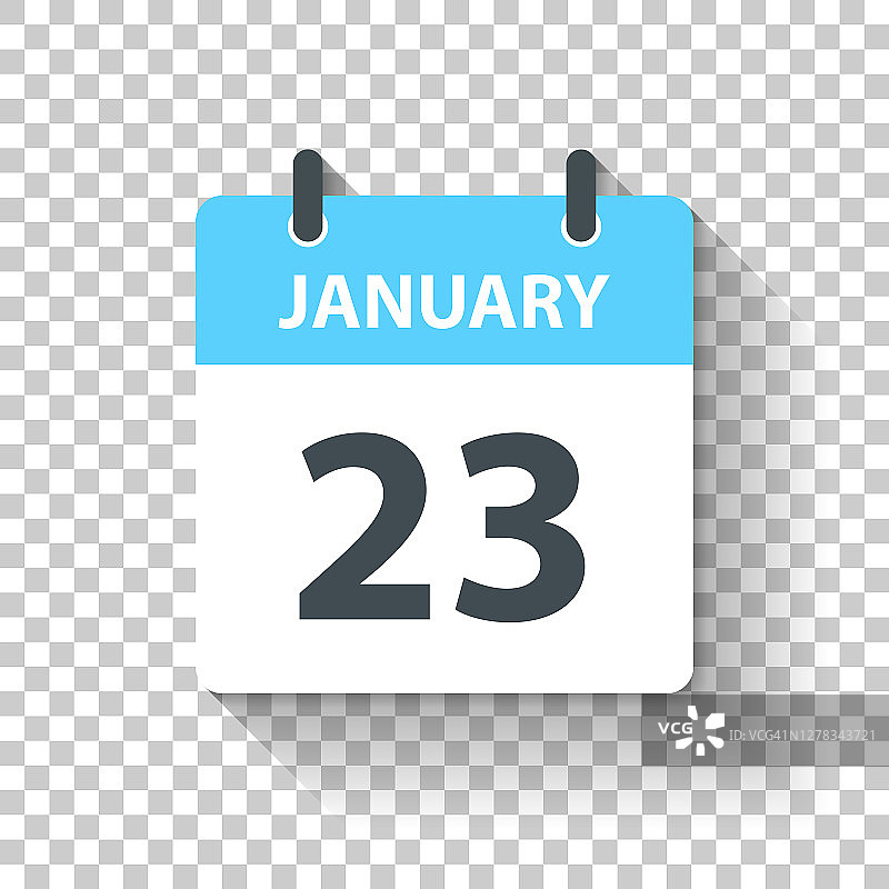 1月23日-日日历图标在平面设计风格图片素材
