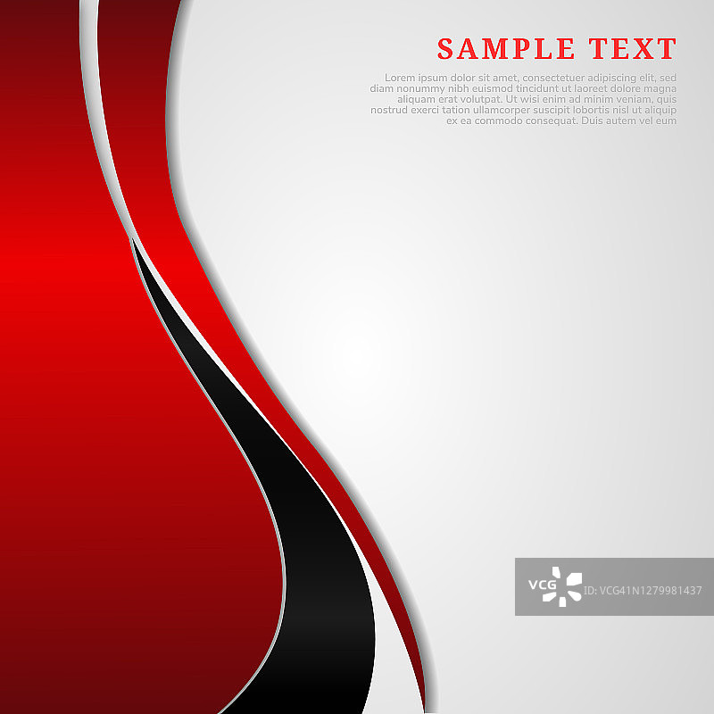 摘要模板红色和黑色曲线与复制空间的文本在白色背景。现代风格。图片素材