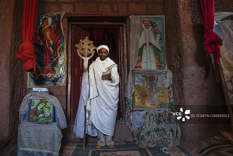 埃塞俄比亚东正教牧师。图片素材