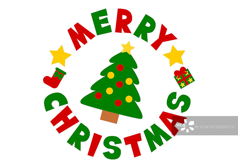 圣诞快乐。矢量插图的圣诞树。图标,标志,横幅。图片素材