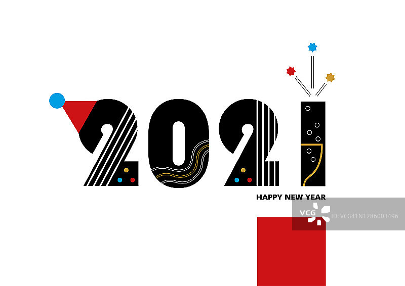 2021年新年贺卡，海报模板，横幅，facebook网站封面。图片素材