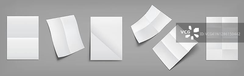 折叠的白色海报，空白纸图片素材