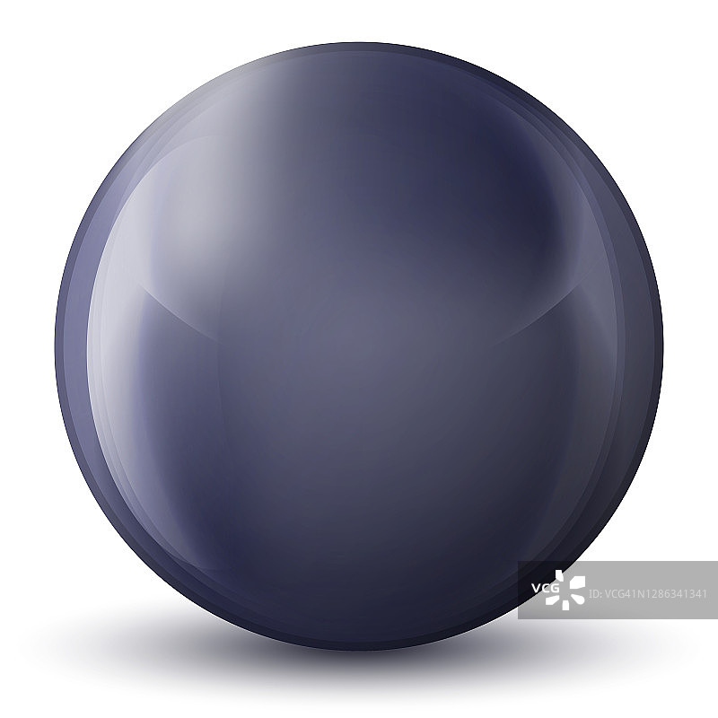 玻璃紫球或珍贵珍珠。光滑的现实球，三维抽象矢量插图突出的白色背景。有影子的大金属泡泡。图片素材
