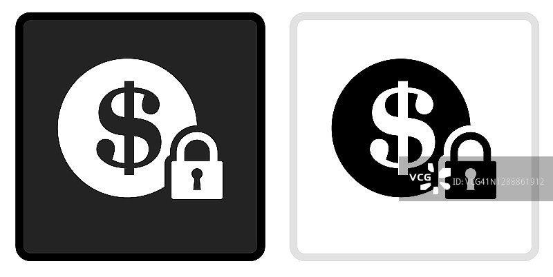 安全金钱图标上的黑色按钮与白色滚动图片素材