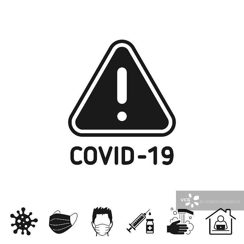 冠状病毒预警信号。图标的设计上的白色背景图片素材