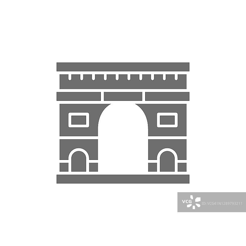 凯旋门，法国巴黎的地标，灰色的图标。图片素材