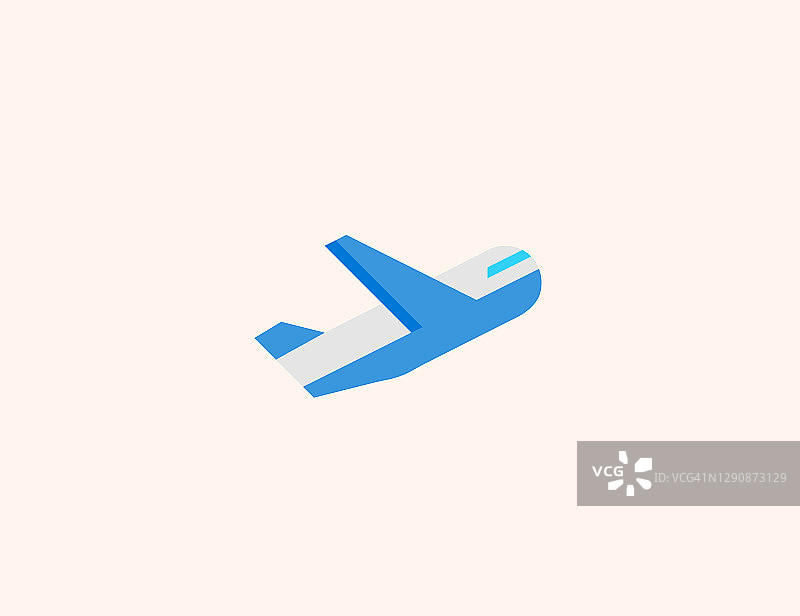 飞机离开矢量图标。孤立的飞机起飞平面彩色符号-向量图片素材