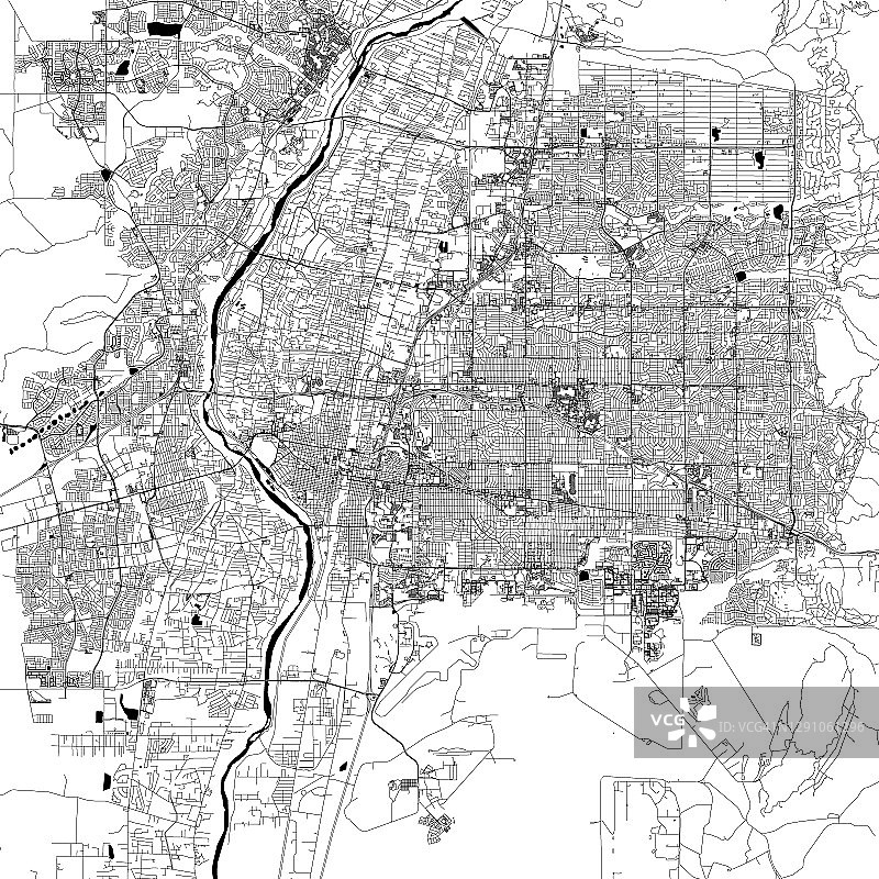 阿尔伯克基，新墨西哥州矢量地图图片素材
