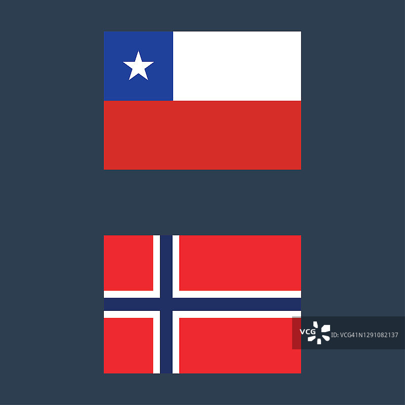 智利和挪威国旗矢量插图标志符号图片素材
