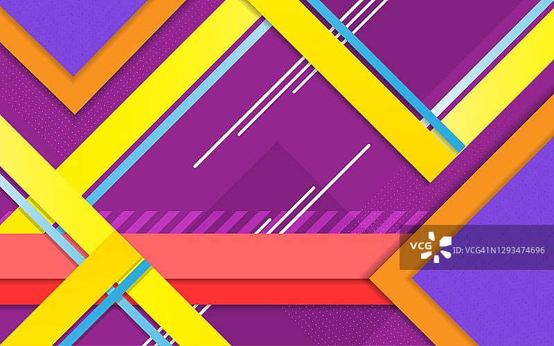 抽象黄色和天蓝色几何条纹上的紫色背景为业务模板设计。现代抽象几何背景。图片素材