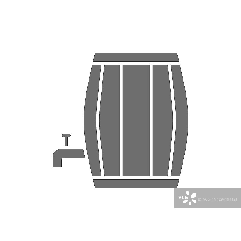 桶装啤酒，桶装水龙头，酒精灰色图标。图片素材
