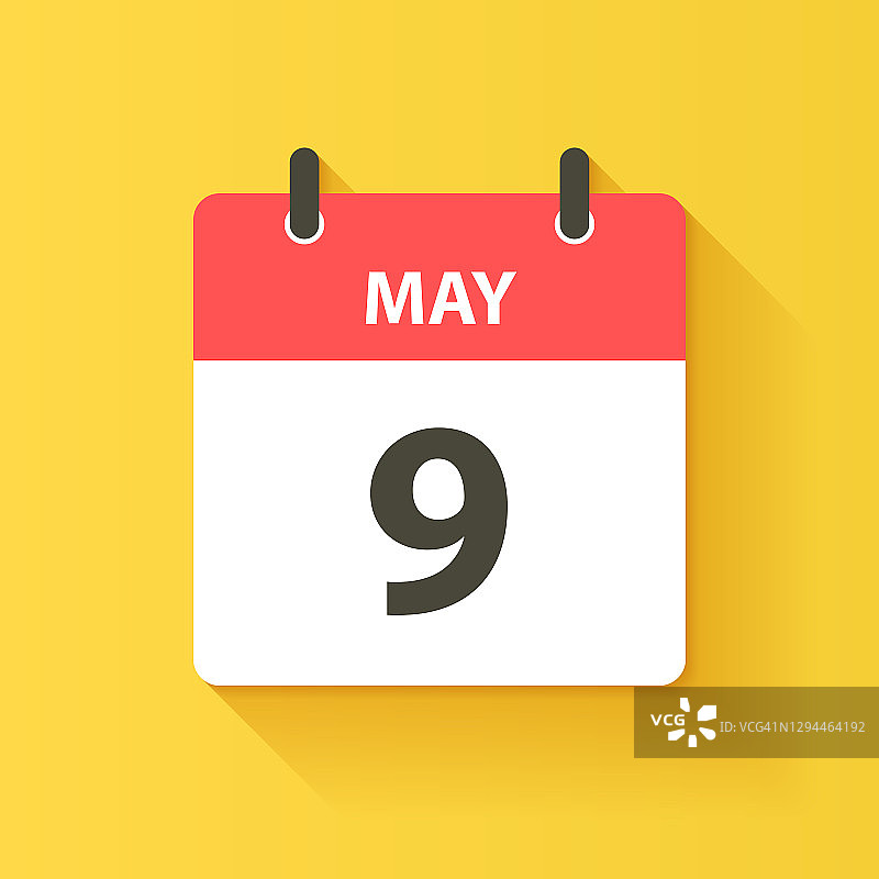 5月9日-日日历图标在平面设计风格图片素材