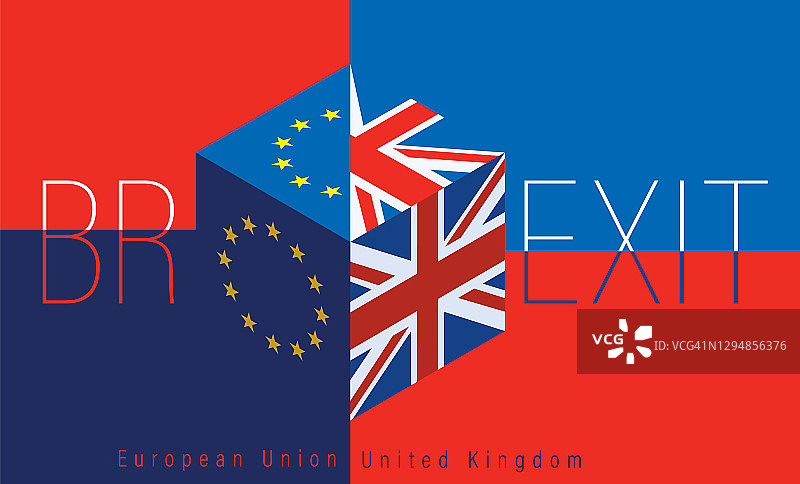 英国和欧盟旗帜立方体图片素材
