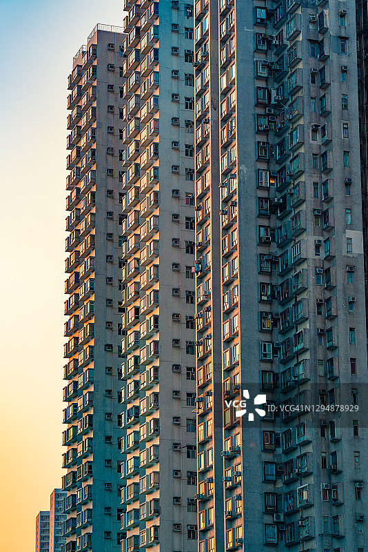 建筑立面在香港，住宅房地产图片素材