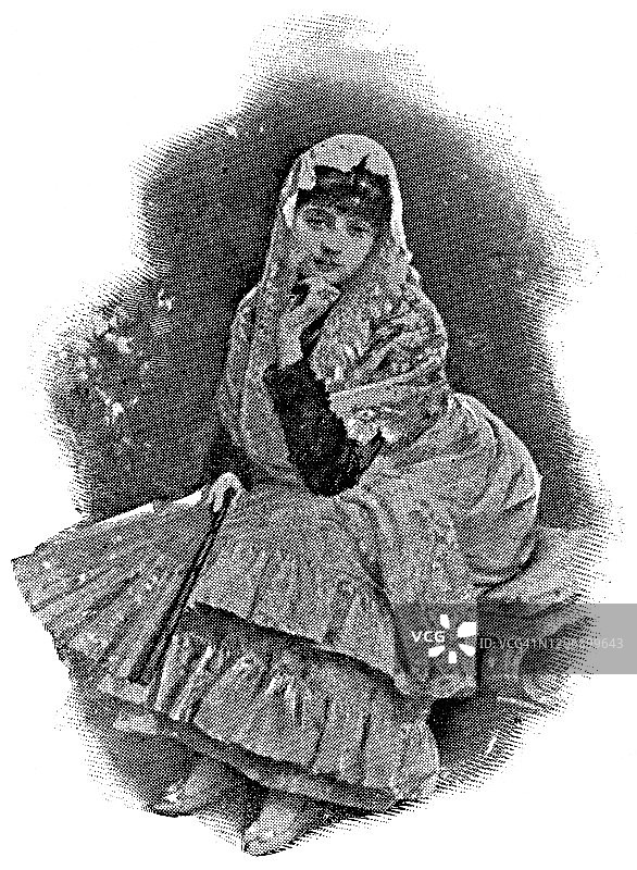 西班牙妇女在塞维利亚，西班牙- 19世纪图片素材