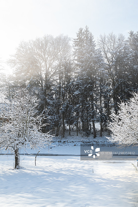 湖面上美妙的冬季风景图片素材
