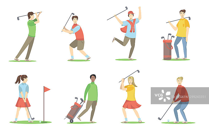 高尔夫球员组图片素材