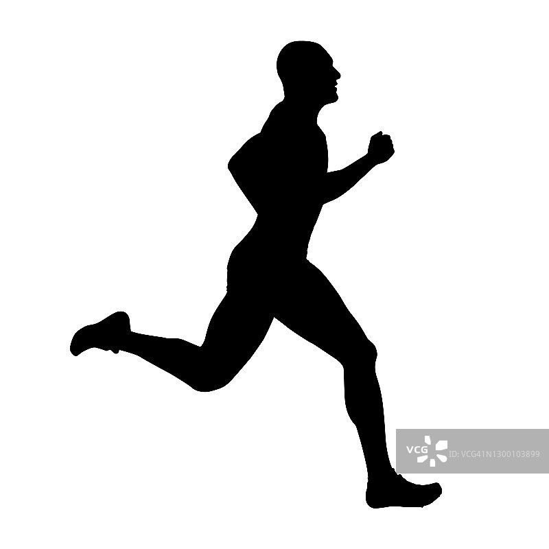 跑步者矢量剪影，侧视图。短跑运动员图片素材