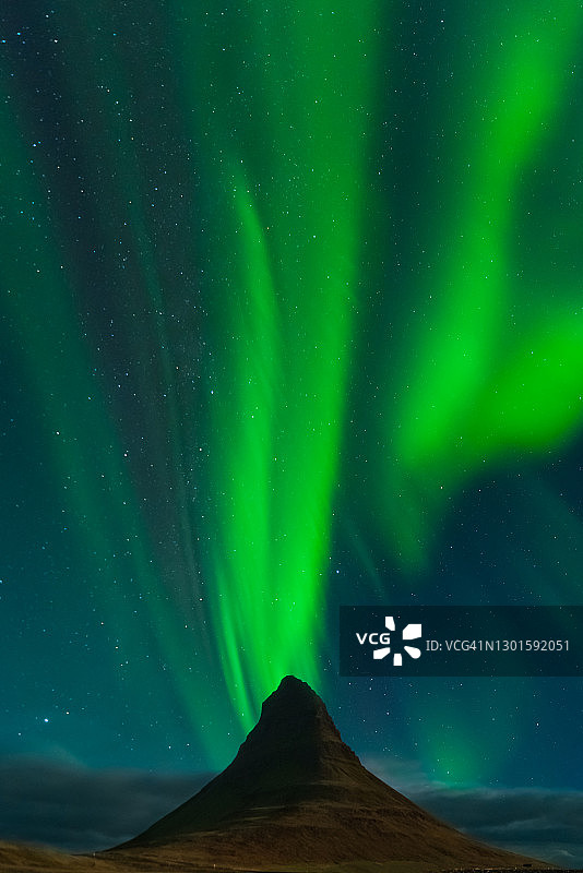 景观充满kp5北极光。冰岛的北极光图片素材