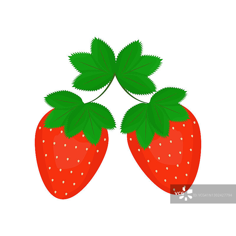 红色成熟的浆果，明亮的草莓，不含防腐剂的素食，浆果的喜悦，圆形绿色植物图片素材