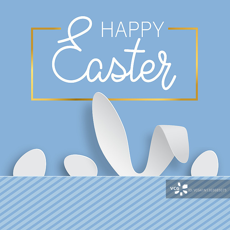 复活节背景与鸡蛋和兔子耳朵。图片素材