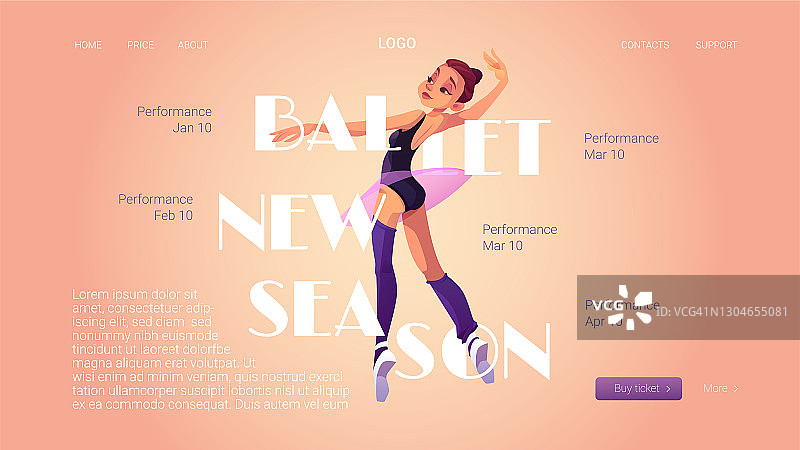 芭蕾舞新赛季海报与芭蕾舞演员图片素材
