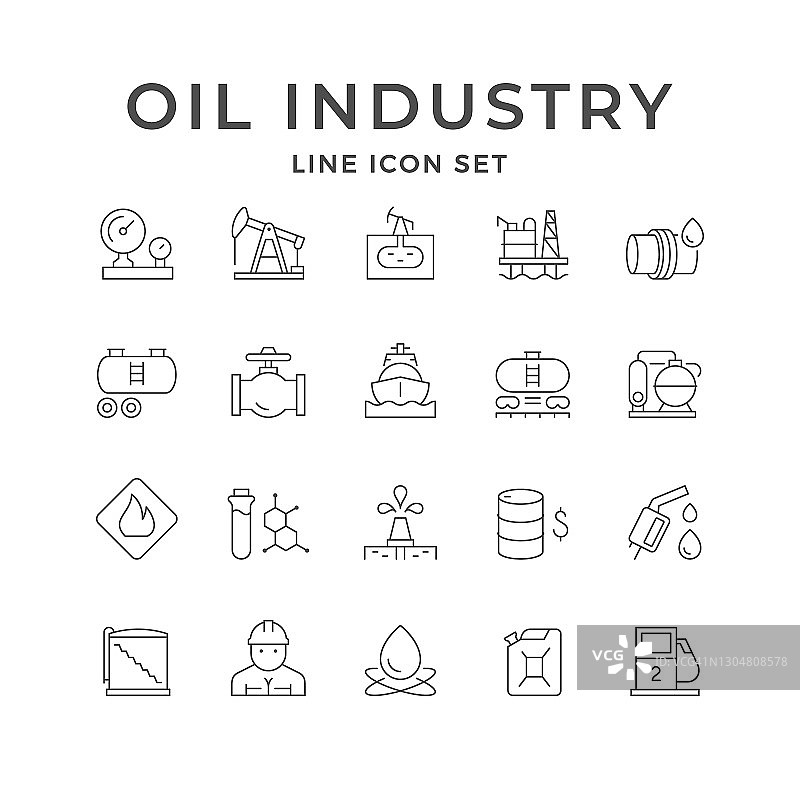 设置石油行业线条图标图片素材