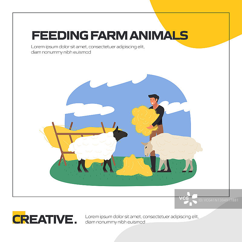 饲养农场动物概念矢量插图网站横幅，广告和营销材料，在线广告，社交媒体营销等。图片素材