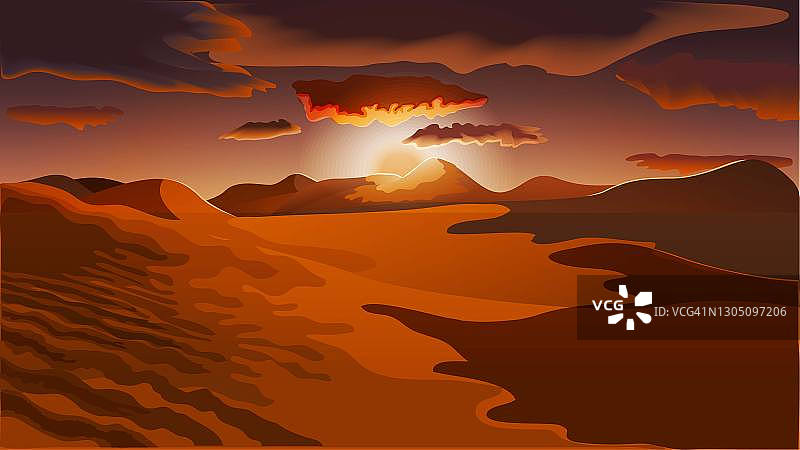 现代平坦的红橙色沙漠景观图片素材