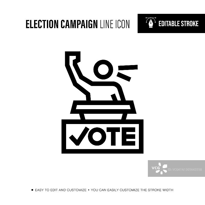选举活动可编辑的描边线图标图片素材