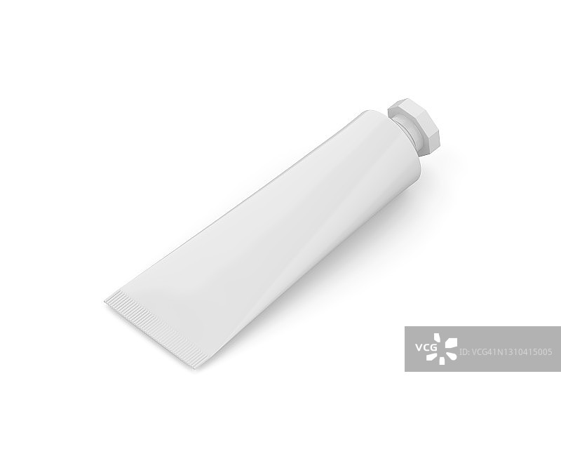 白色空白化妆品管，用于面霜，凝胶，护肤，牙膏，洗发水和药物，模拟模板上孤立的白色背景，3d插图图片素材