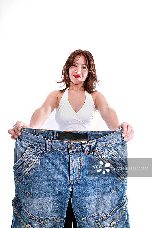 年轻女性节食和减肥的肖像图片素材