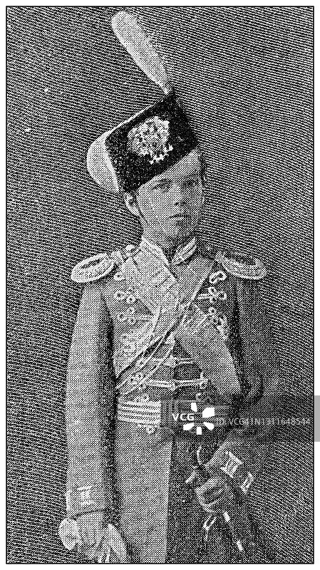 古董黑白照片:俄国的尼古拉斯二世，孩子图片素材
