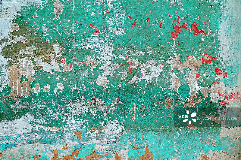 在哈瓦那，有纹理、有涂层的老混凝土墙图片素材