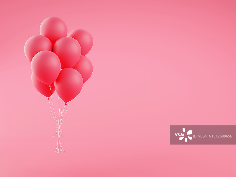 粉色假日气球3d渲染插图的背景与复制空间。图片素材