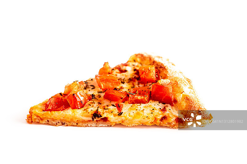 一块玛格丽塔披萨孤立在白色背景图片素材